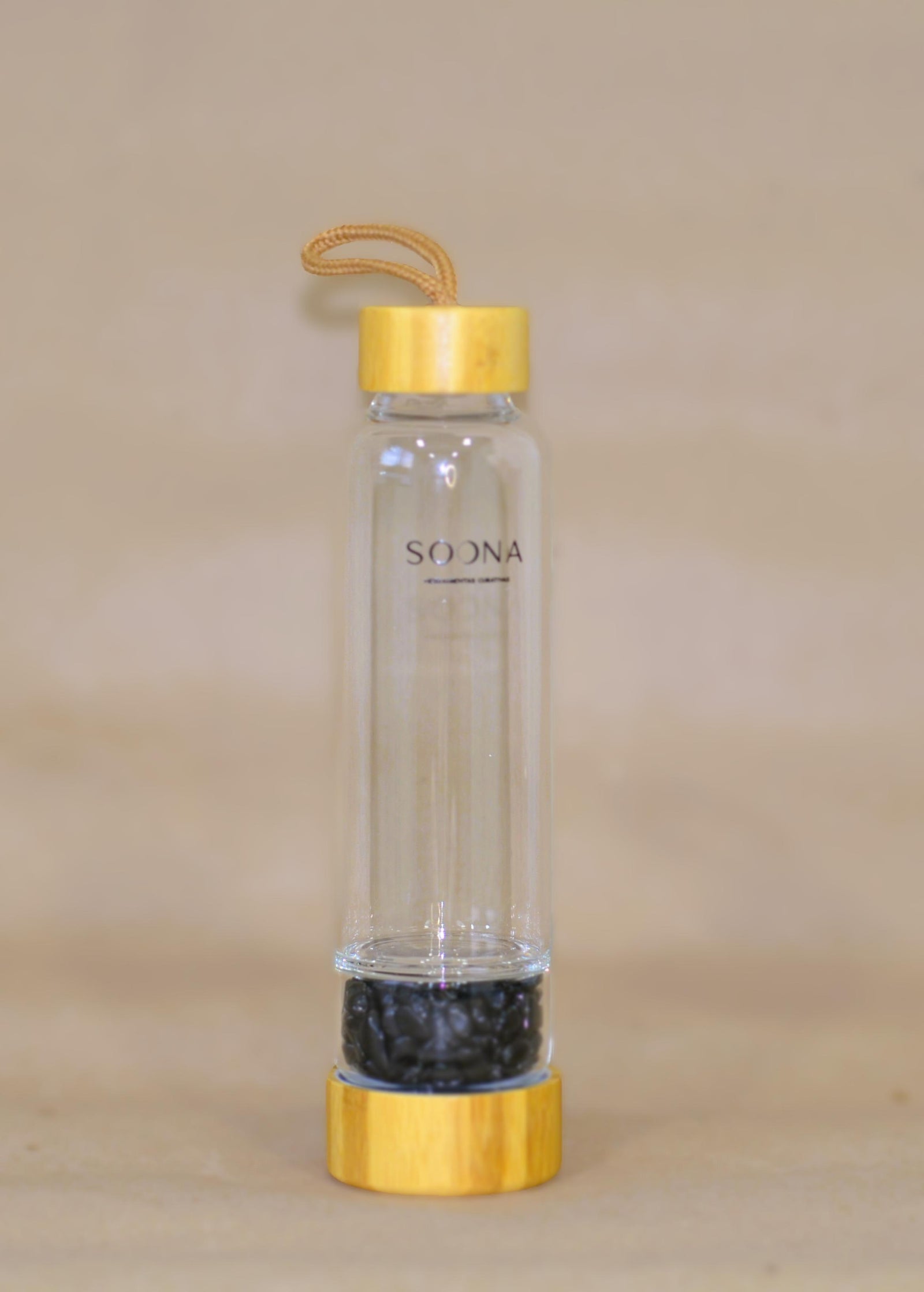 Botella Cuarzo Obsidiana Triturado