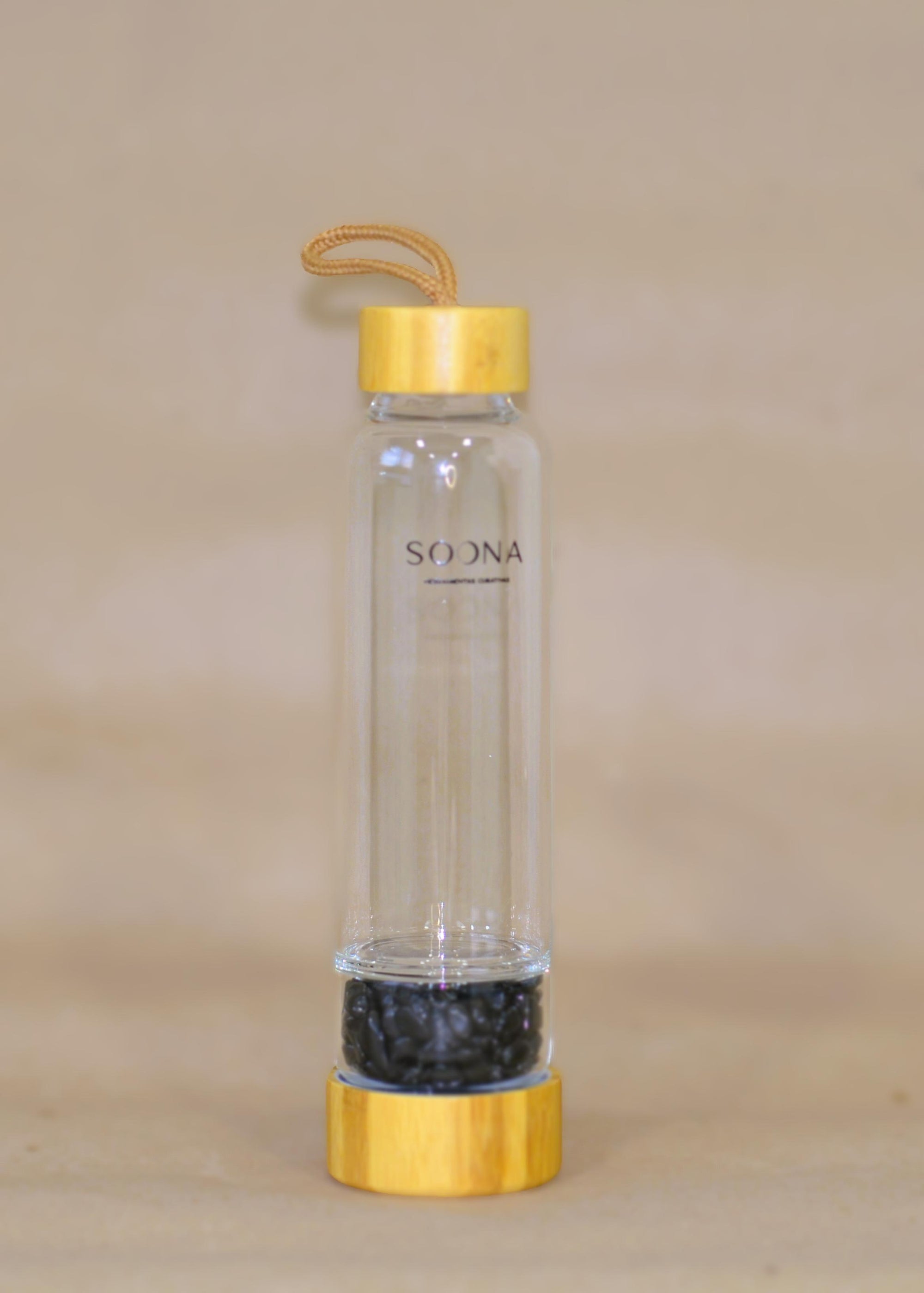 Botella Cuarzo Obsidiana Triturado