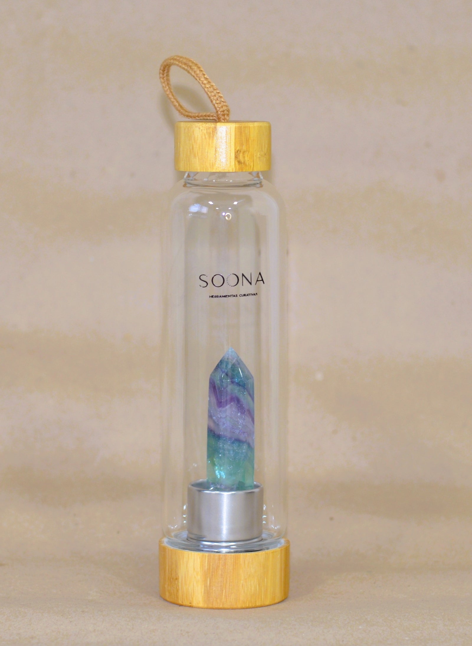 Botella Cuarzo Fluorita Arcoiris