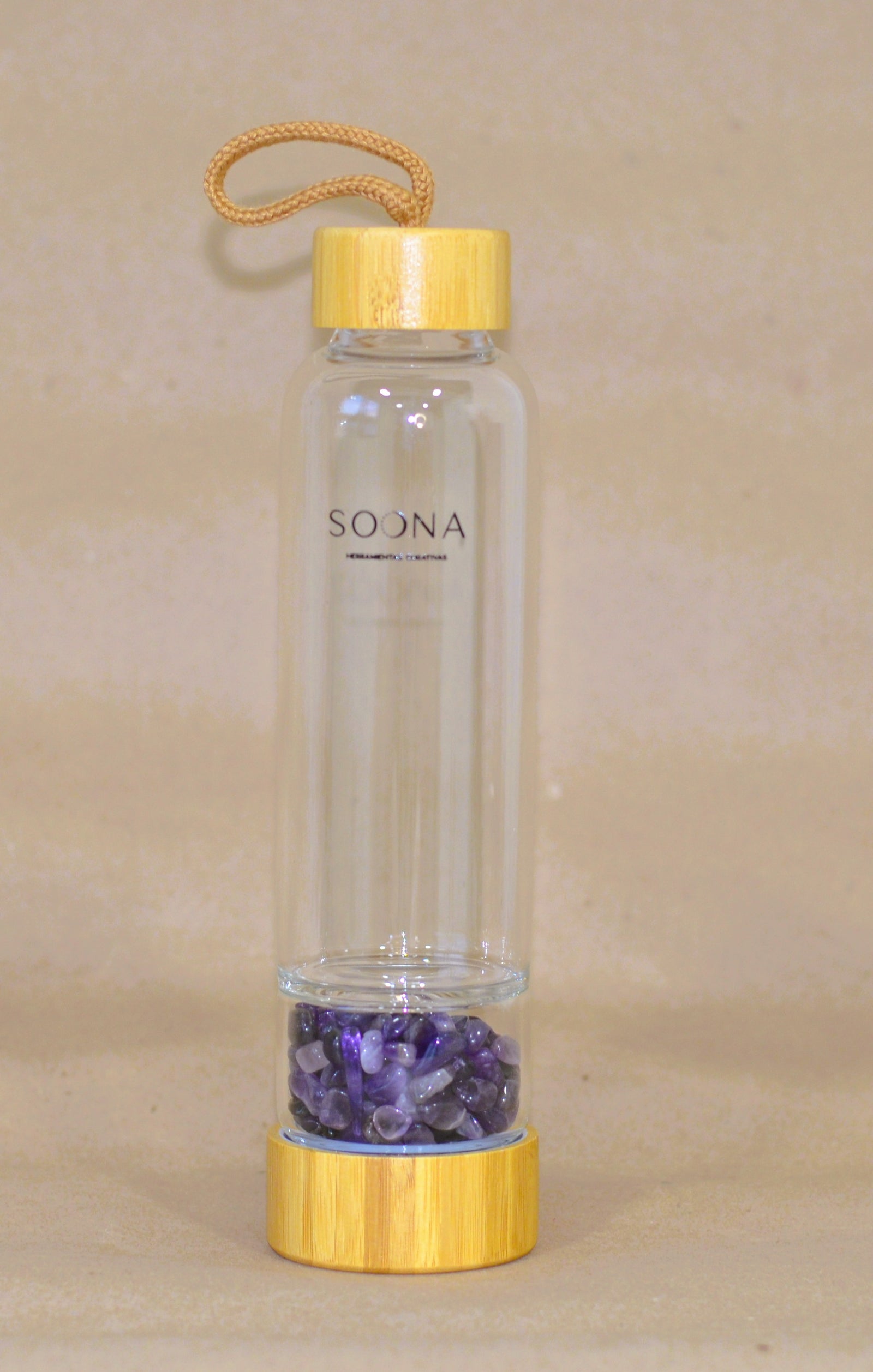 Botella Cuarzo Amatista triturado