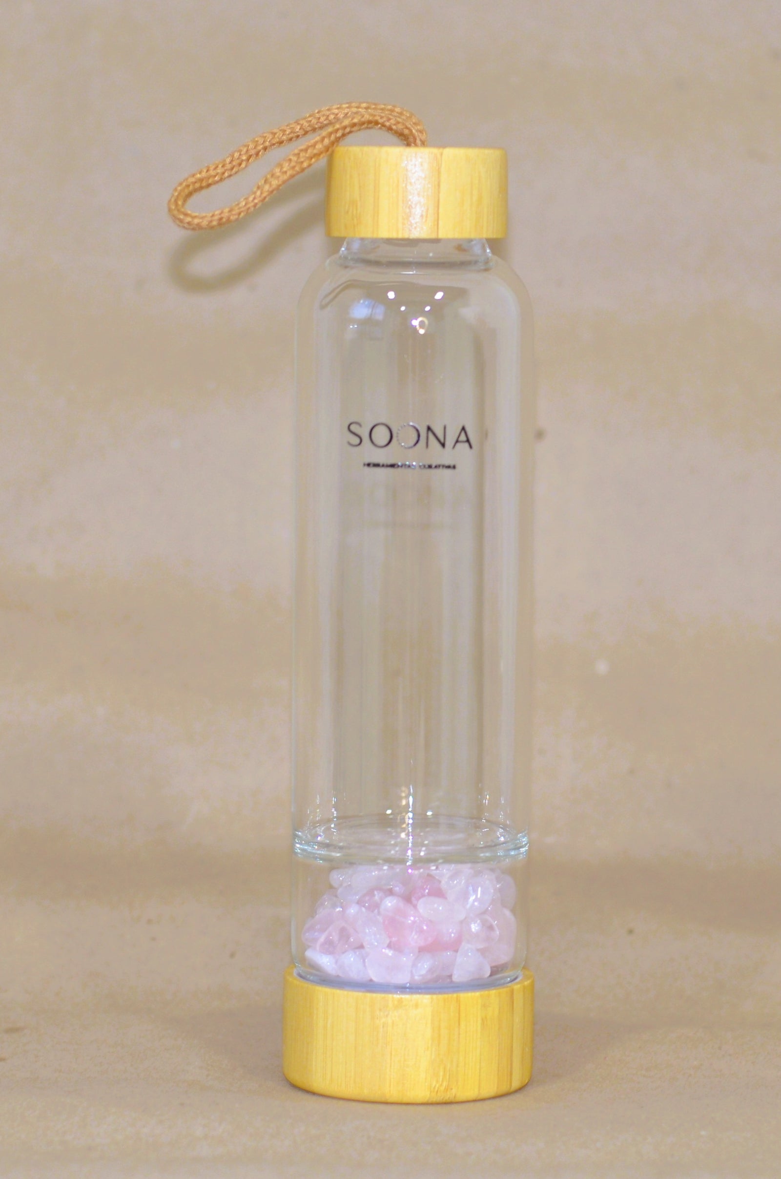 Botella Cuarzo Rosa triturado