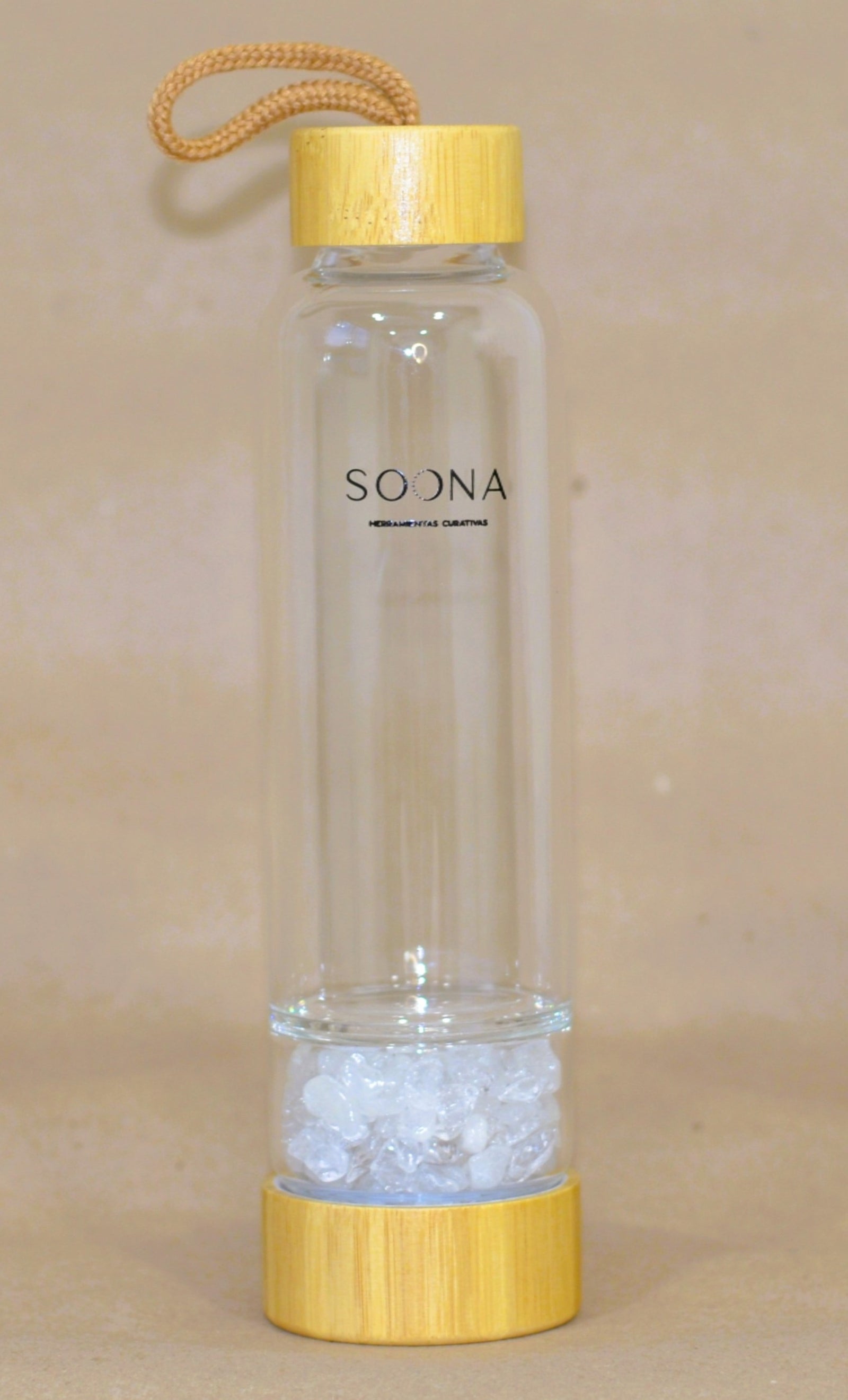 Botella Cuarzo Transparente triturado